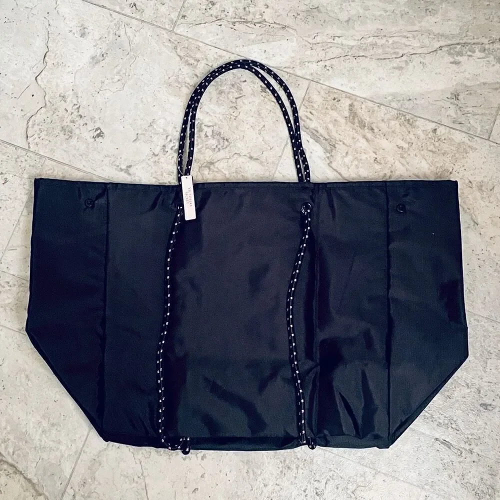 NWT Victoria’s Secret Angel Tote Black Pink Convertible Rope Weekender Tote Bag